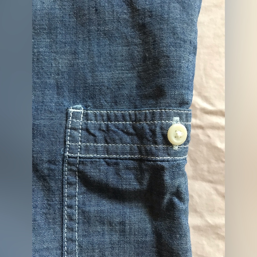 Lands' End Denim Indigo Blue Casual Work Shirt - Picture 6 of 9